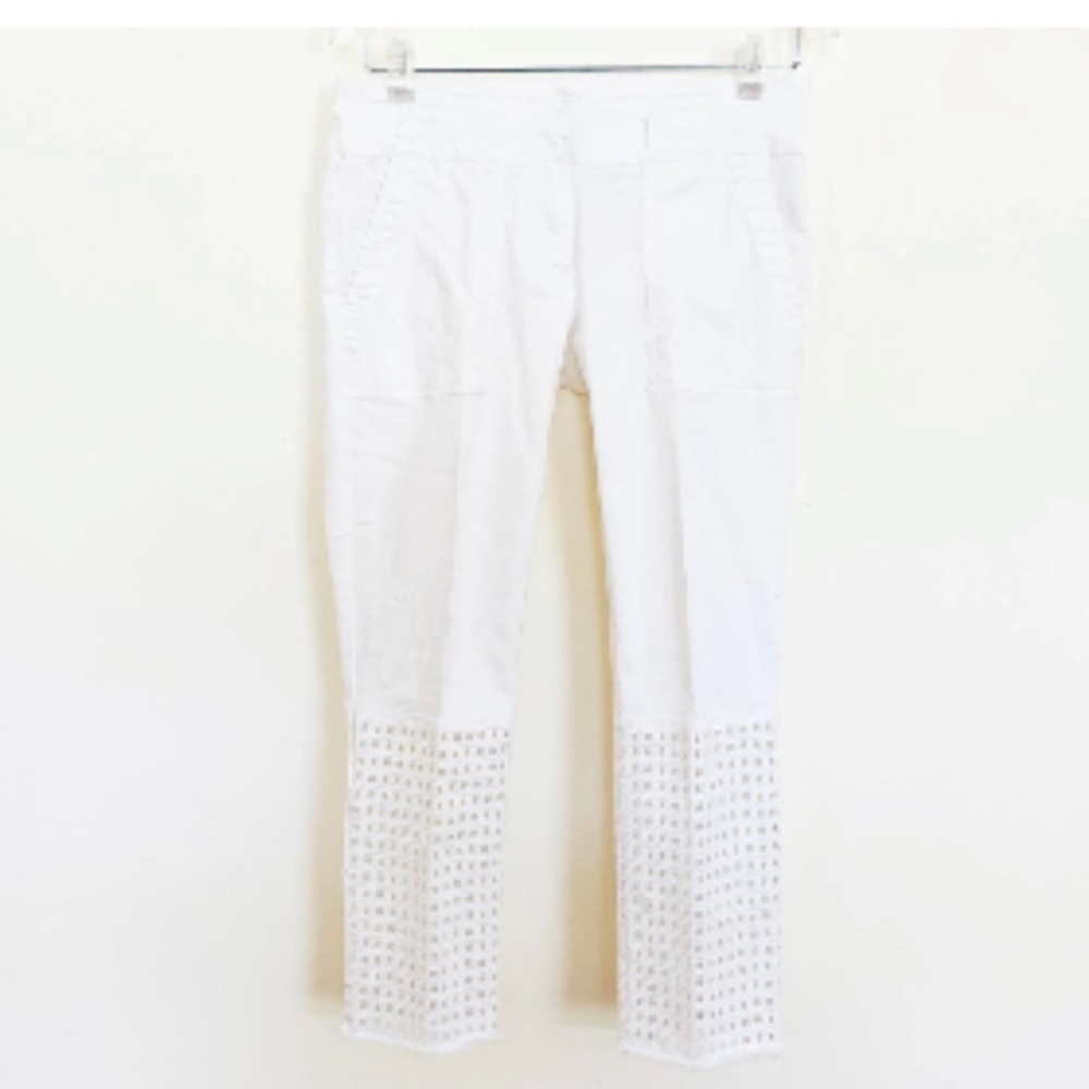 Anthropologie x Plenty by Tracy Reese Cropped Latticework Jeans in Pure White 6